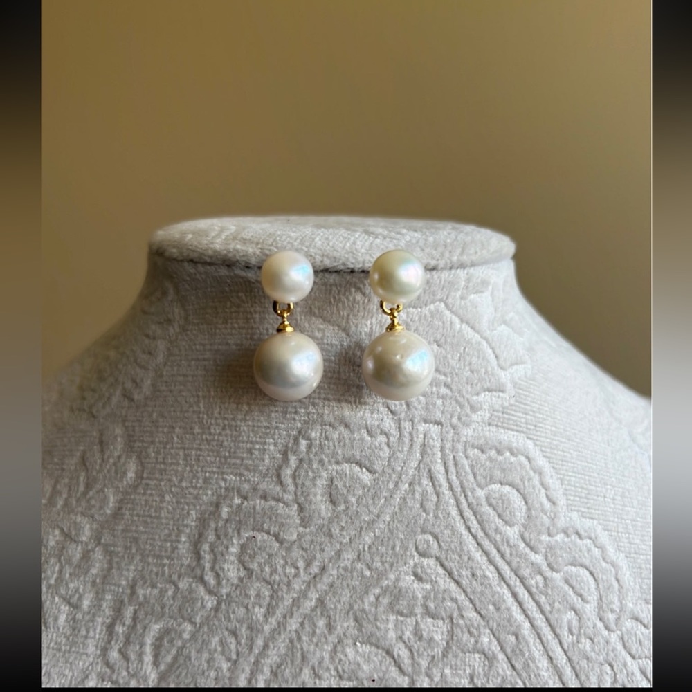 NEW Natural freshwater huge pearl dangle earrings